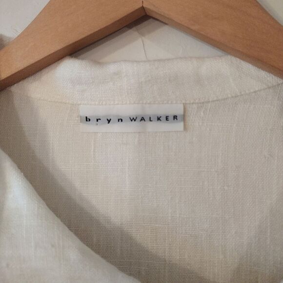 Bryn Walker Women's Size Small Oversized White Linen Button up Blouse Top - Picture 6 of 12